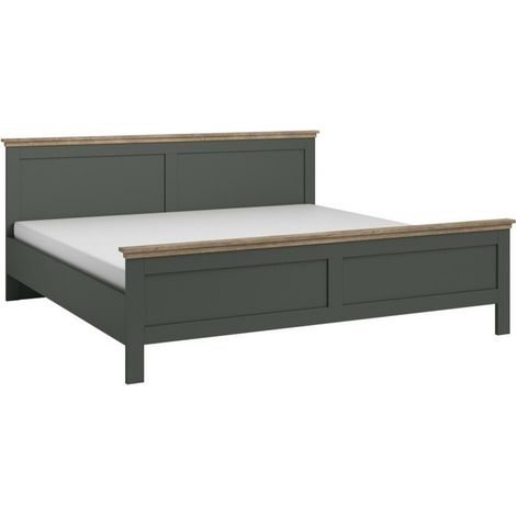 Cama Tolnue 120, Verde oscuro + Roble de lefkada, Doble, 180x200, Aglomerado laminado, 191x211x89cm (1/4)