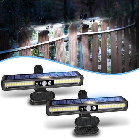Lampe solaire extérieure à détecteur (lot de 2) : lampe de jardin étanche à clip, 36 LED, lampe de sécurité solaire portable à lumière blanche 6000K (noire) (1/5)