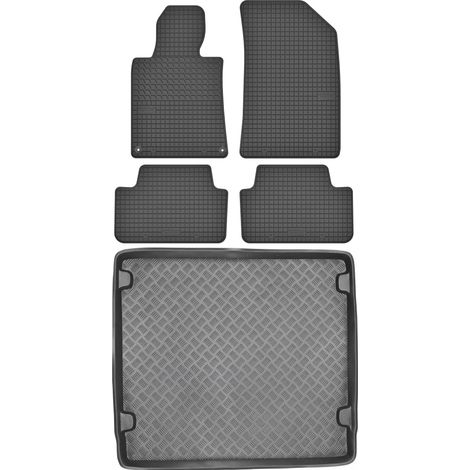 Set di tappetini in gomma per auto e tappetino per bagagliaio per Peugeot 508 I RXH Berlina Kombi dal 2012 al 2018.