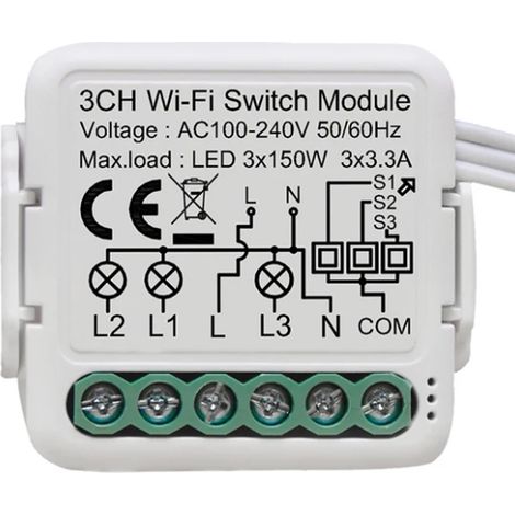 Tuya Smart Switch Wi-Fi Universale per Luci 3 Canali