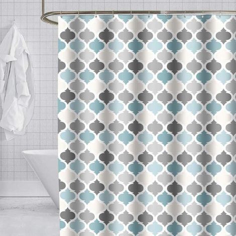 Rideaux de Douche Résistant à la Moisissure Imperméable avec des Crochets Rideaux de Salle de Bain Imprimé Coloré Rayures Grises, Suspension facile-180 x 180cm (1/5)
