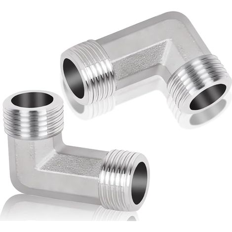 Lot de 2 raccords coudés en acier inoxydable 304 - 90° - Coude de tuyau en acier inoxydable DN25 - Coude 1" AG/AG à 90° - Filetage extérieur x filetage extérieur - En acier inoxydable sanitaire