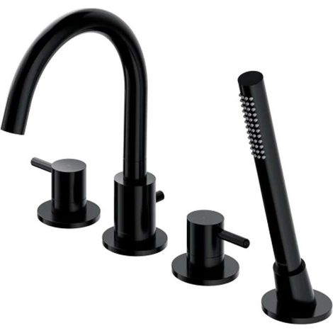 OMNIRES Y - Grifo para el borde de bañera, 4 orificios, negro Y1232BL