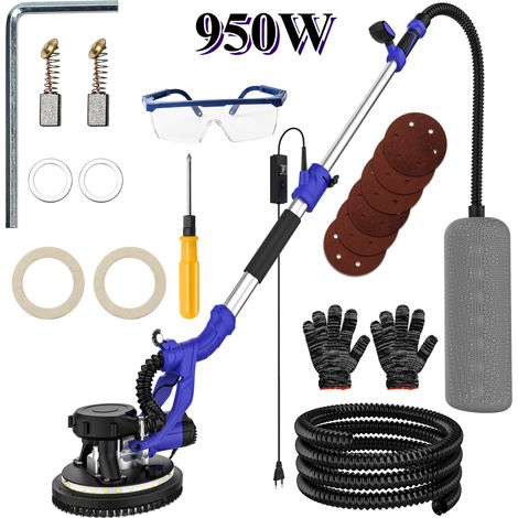 Ponceuse Girafe Pliable 950W, Ponceuse murale avec Aspiration Automatique, Meuleuse mastic, Lumière LED, Cordon 3.5m, Orientable 90° (1/5)