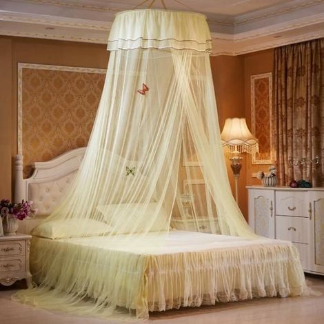 Moskitonetz für Babybett, Kinderbett, Erwachsenenbett, großes Moskitonetz fürs Schlafzimmer – Gelb (1/4)