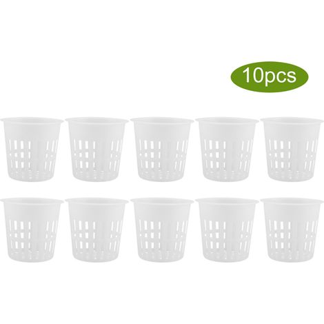 10 Stück robuste Hydrokultur-Pflanztöpfe aus Kunststoff für Garten und Balkon (Weiß)