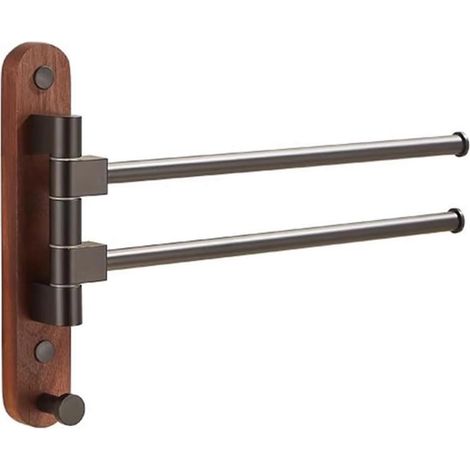 Porte-serviettes mural pivotant avec finition bois, barre porte-servie (1/5)