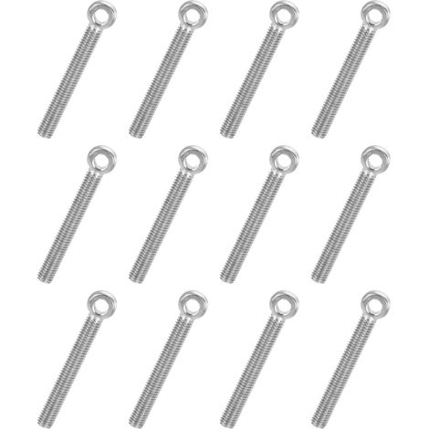 12 Pcs Boulon à Œil M5x40mm Boulon à Œillet de Levage pour Balancement d'Épaule, Vis Filetage Complet en Acier Inoxydable 304, Filetage Métrique Trou Coulissant, Couleur Argentée (1/5)