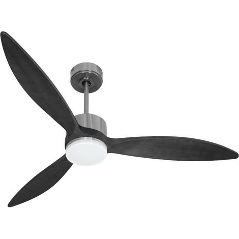 Modulo slim - Super destratificateur et ventilateur DC 132 cm Chrome pales bois noir avec Lumière 25 à 35 m² (1/5)