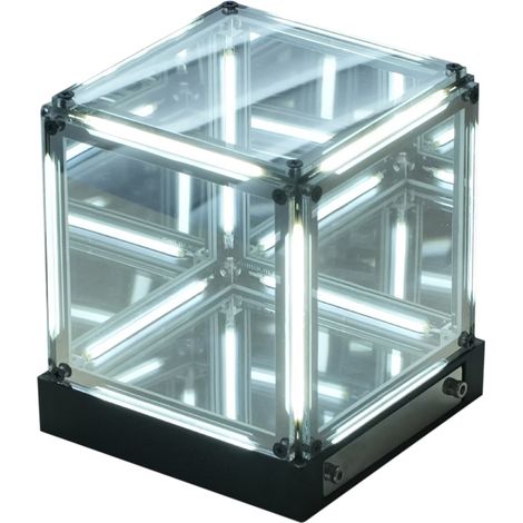 Cube Lumineux - 10 x 10 x 10 cm - Intérieur Réfléchissant - LED Blanc Chaud 3000K - Alimentation USB - Décoration Bureau