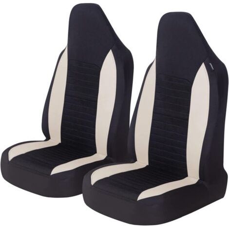 2 pièces housses de siège avant de voiture protecteurs de siège de voiture housses de siège universelles pour voitures camions suv, Beige (1/5)