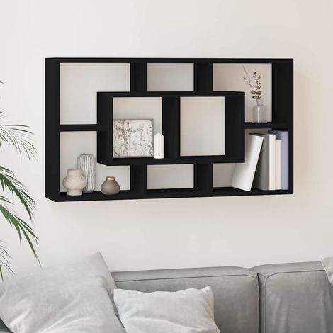 vidaXL Estantería de pared con 8 compartimentos negro (1/5)