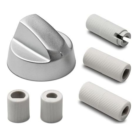 Cooker Knob Diameter 43 mm with 5 Adapters Universal for Stove, Oven, Oven, Colors (Silver) (1/5)