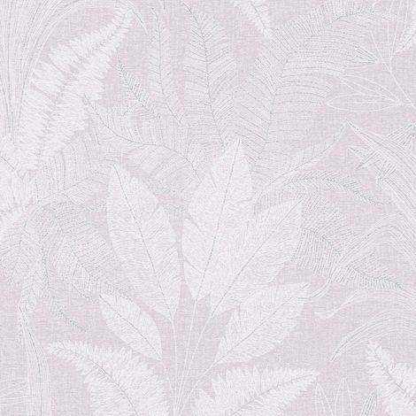 Empapelado estilo country Profhome 396544 papel pintado no tejido ligeramente texturado con ornamentos florales mate violeta blanco gris 5,33 m2