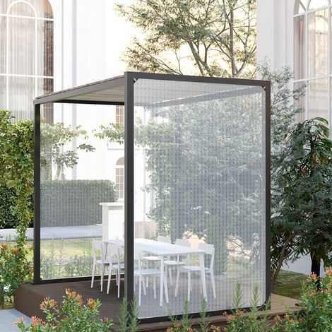 WOLTU Abdeckplane Gewebeplane, 140g/m² Gitterplane, 4x6m Gartenplane mit Ösen Wasserdicht und Reißfest Schutzplane transparent Plane UV-beständig Schutzplane für Gartenbereich Brennholz Boot