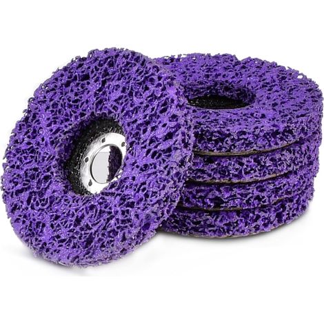 Lot de 5 disques de nettoyage 125 mm CSD pour meuleuse d'angle, anti-rouille, enlèvement de peinture Violet (1/5)