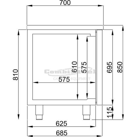 Table réfrigérée prof 700 mm 3 portes monobloc - Combisteel (1/3)