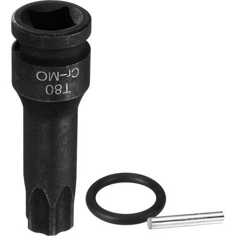 Douille Hexagonale À Choc, Douille Torx T80 À 6 Branches 1/2" Pour Perceuse À Chocs En Acier Cr-Mo Avec Goupille Et Joint Torique Pour Atelier Et Garage Adaptateur (1/5)