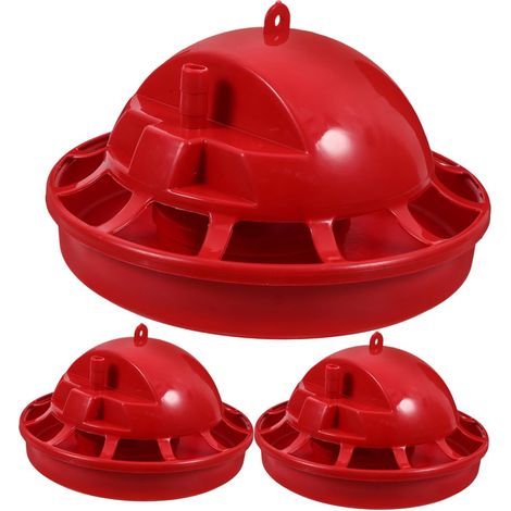 Abreuvoir Automatique pour Poussins et Cailles en Plastique Rouge, Facile à Utiliser et Installer, pour Fermes Avicoles Domestiques et Commerciales, Lot de 3 Pièces (1/5)