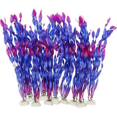 10 plantes d'algues marines artificielles pour aquarium, décorations de plantes de réservoir de poissons en plastique, décorations d'algues hautes flottantes pour aménagement paysager sous-marin, sans (1/5)