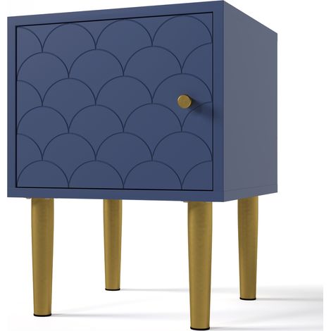 Table de chevet marine en bois et métal 35x35x51 cm pour chambre à coucher (1/5)