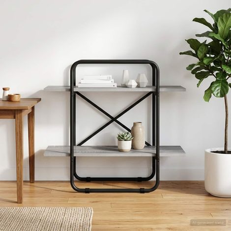 vidaXL Étagère 2 niveaux 80 x 35 x 70 cm PB Sonoma gris (1/5)