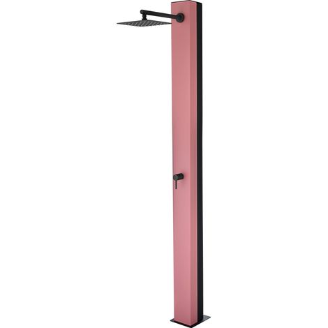Ducha Solar Exterior para Piscina y Jardin/Con deposito de Agua (Aluminio) hasta 39L/Se calienta con el Sol/Griferia Ext para Piscinas(Rosa Coral)