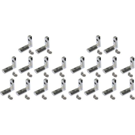 Lot de 40 connecteurs d'angle intérieurs en T et en L pour profilés d'extrusion en aluminium, série 2020, 6 mm