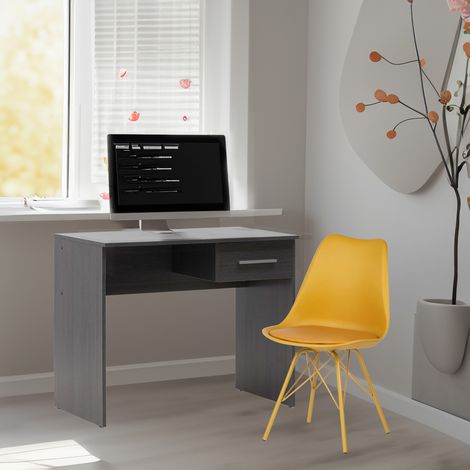 Mesa Escritorio con cajón pequeña 90x50x73cm acabado color ceniza
