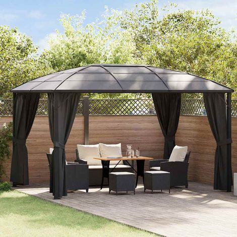 Tonnelle avec rideaux 400x300x265 cm Anthracite (1/5)