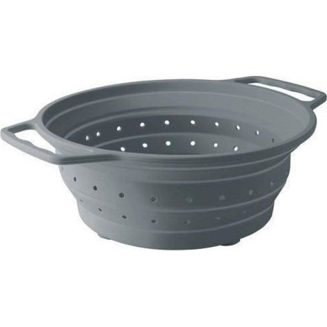 Passoire rétractable - - En silicone - Ø24 cm - Trous Ø4.5 mm - Avec poignées - Anneau de renfort (1/3)