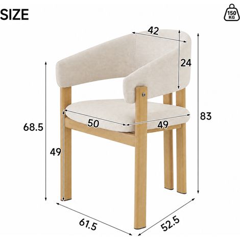 6er-Set Esszimmerstühle 61,5 x 52,5 x 83 cm Metall Holzoptik Beige – MEUBLIV (1/5)