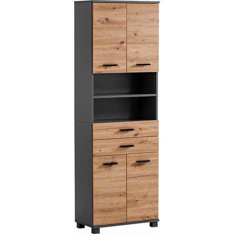 Hochschrank 60cm in anthrazit mit Eiche PROVIDENCE-80 (1/4)