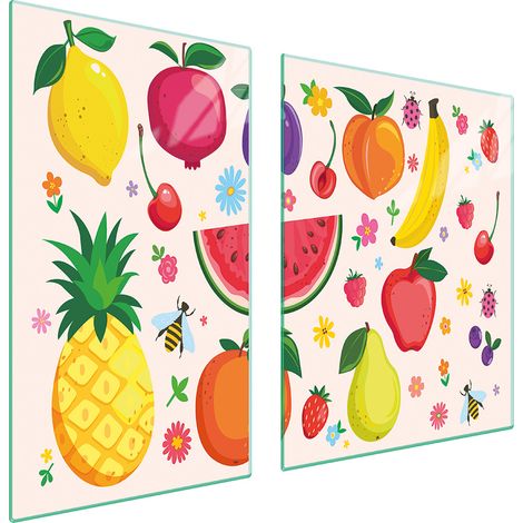 ASSIETTE EN VERRE et PLANCHE À DÉCOUPER 100x52 FRUITS (1/5)