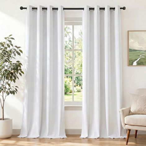 Blackout Curtain Set of 2, 140 x 240 cm, White (1/5)