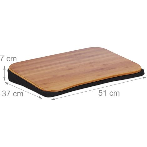Coussin pour ordinateur portable ergonomique transportable avec poignée 40 x 30 x 5 cm en bambou naturel (1/4)
