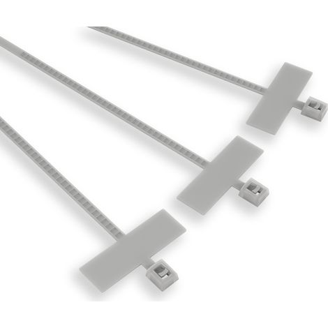 Confezione 100 Fascette Identificazione Cavi Tubi Tubazioni, Nylon, Targhetta con superficie scrivibile 25 x 8 mm, Diametro Legatura 3-20 mm, Dimensioni 100 x 2,5