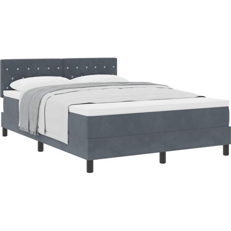 Maison Exclusive - Letto a molle con materasso Grigio scuro 140 x 190 cm Velluto