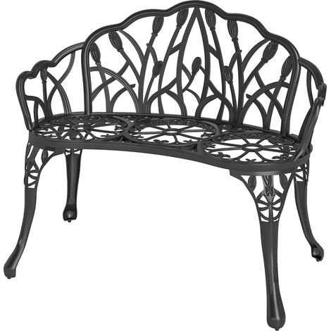 Banc de jardin avec dossier tulipe pliable 99 x 57 x 78 cm cm pour salon pour jardin places, aluminium moulé, résistant intempéries, tulipe, motif floral, (1/5)