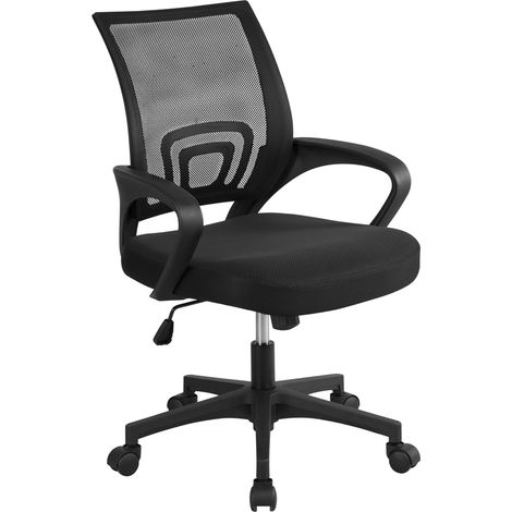 Yaheetech Sedia da Ufficio per Scrivania Ergonomica Reclinabile Girevole Altezza Regolabile con Rotelle Direzionale e Braccioli in Rete Traspirante Nero