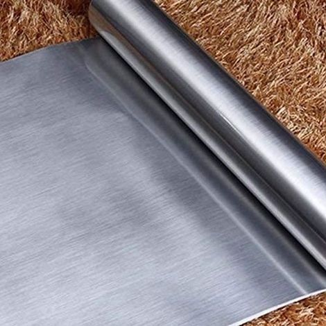 Carrelage Adhesif Mural 60X300Cm Brossé Argent Film Décoratif Moderne PVC Autocollant Adhérent pour Armoires De Cuisine Meubles (1/4)