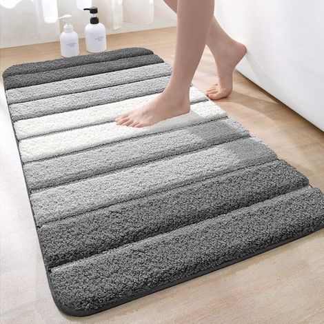 Tappetino da bagno 40 x 60 cm, antiscivolo, assorbente, lavabile in lavatrice, tappetino da bagno in microfibra, accessori per il bagno, grigio (1/5)
