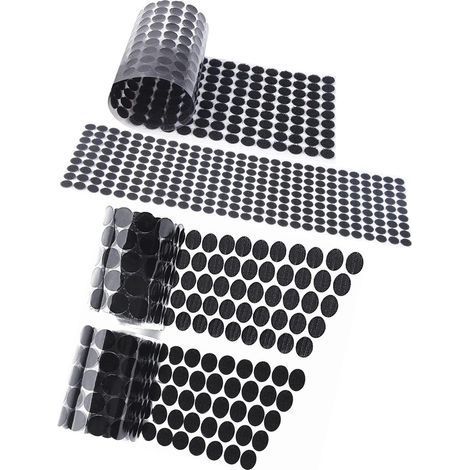 TAISHENGDA-Autocollant Rond,Autocollant Double Face,Scratch Adhésif,Scratch Autocollant,Pastilles Autocollantes,300 Paires 600 Capsules 20mm Cercles avec Crochets et Boucles Auto-adhésifs (Noir)