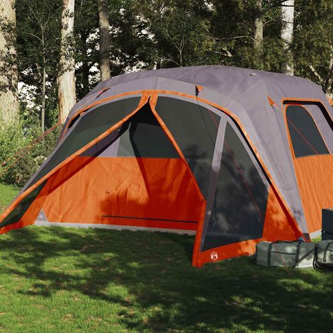 vidaXL Tienda familiar con porche 4 personas impermeable gris naranja (1/5)