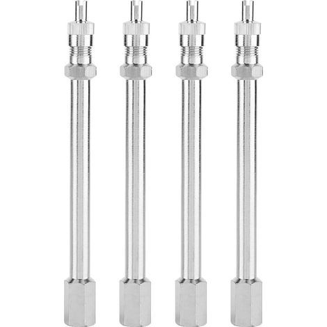 Extension de Valve de Pneu Automatique, 4 pièces d'extension de Tige de Pneu à air, Adaptateur de Roue à alésage Droit pour Moto, vélo, Tondeuse, Scooter, Bus, Camion (100 mm) (1/5)