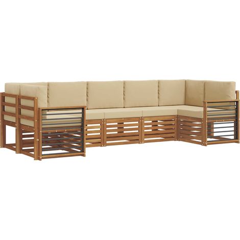 Outdoor-Sofagarnitur 7 stk. Natur und Beige vidaXL (1/5)