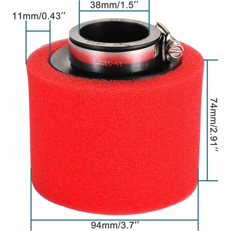 Filtre à air en éponge, adapté aux motos tout-terrain et aux quads, double couche, diamètre 38 mm, rouge. (1/4)