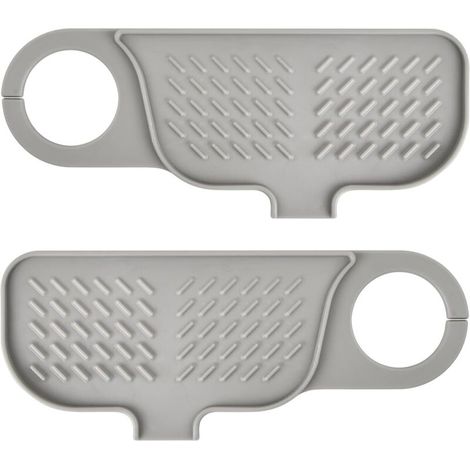 Tapis de robinet, tapis d'évier, bac anti-goutte patchwork pour poignée de robinet, tapis de drainage de cuisine, protection anti-éclaboussures en silicone pour évier de cuisine (gris)