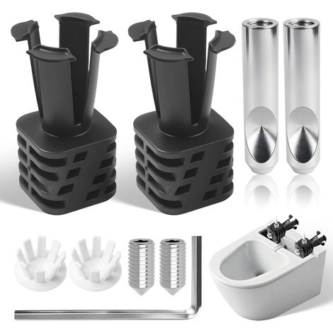 9 Pièces Kit Fixation Abattant WC Charniere Abattant WC Support Universel Toilette Murale Conception Quatre Pieds Installation Multidirectionnelle Adaptée Pose Neuve et Rénovation de Toilettes (1/5)