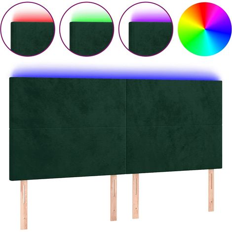 Maison Exclusive - Testiera a LED Verde Scuro 180x5x118/128cm in Velluto